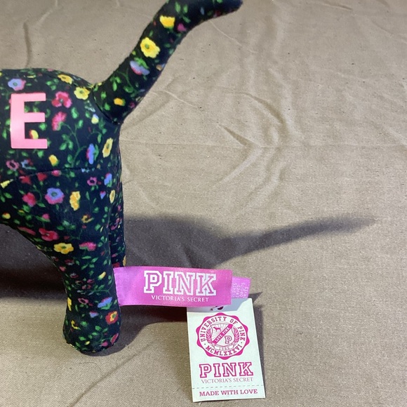 PINK Victoria's Secret Floral "PEACE" Dog Plush - Picture 6 of 7